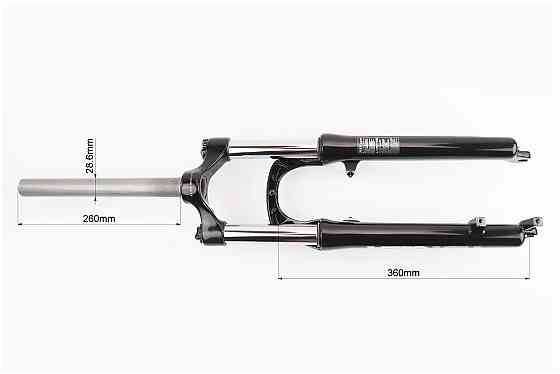 Вилка 26" амортизаційна, без різьби 1-1/8" (28,6мм), шток 260мм, з ходом 100мм, V/Disk-brake, пружинно-оливна, Lockout, чорна Gila-TNL Київ