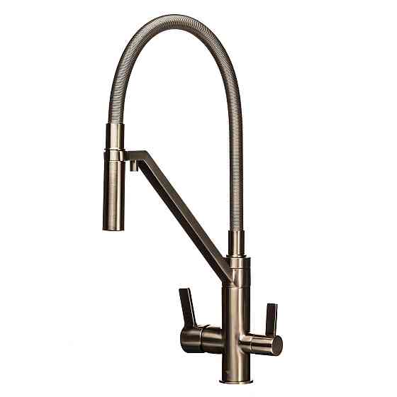 Змішувач  для кухні під осмос TOPAZ SARDINIA TS 8812-H24-PVD-S гнучкий вилив-душ, нікель.D35,TAQ-M10 Тернопіль