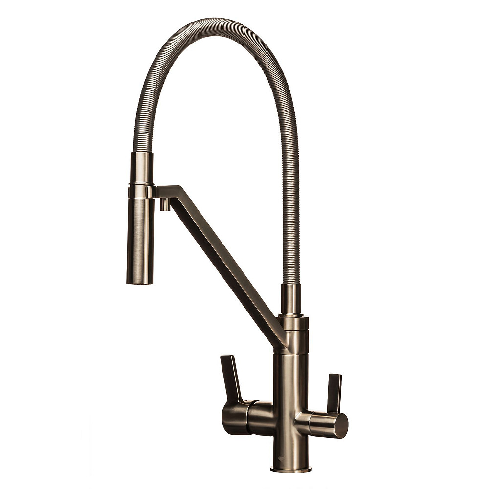 Змішувач  для кухні під осмос TOPAZ SARDINIA TS 8812-H24-PVD-S гнучкий вилив-душ, нікель.D35,TAQ-M10 Тернополь - изображение 3