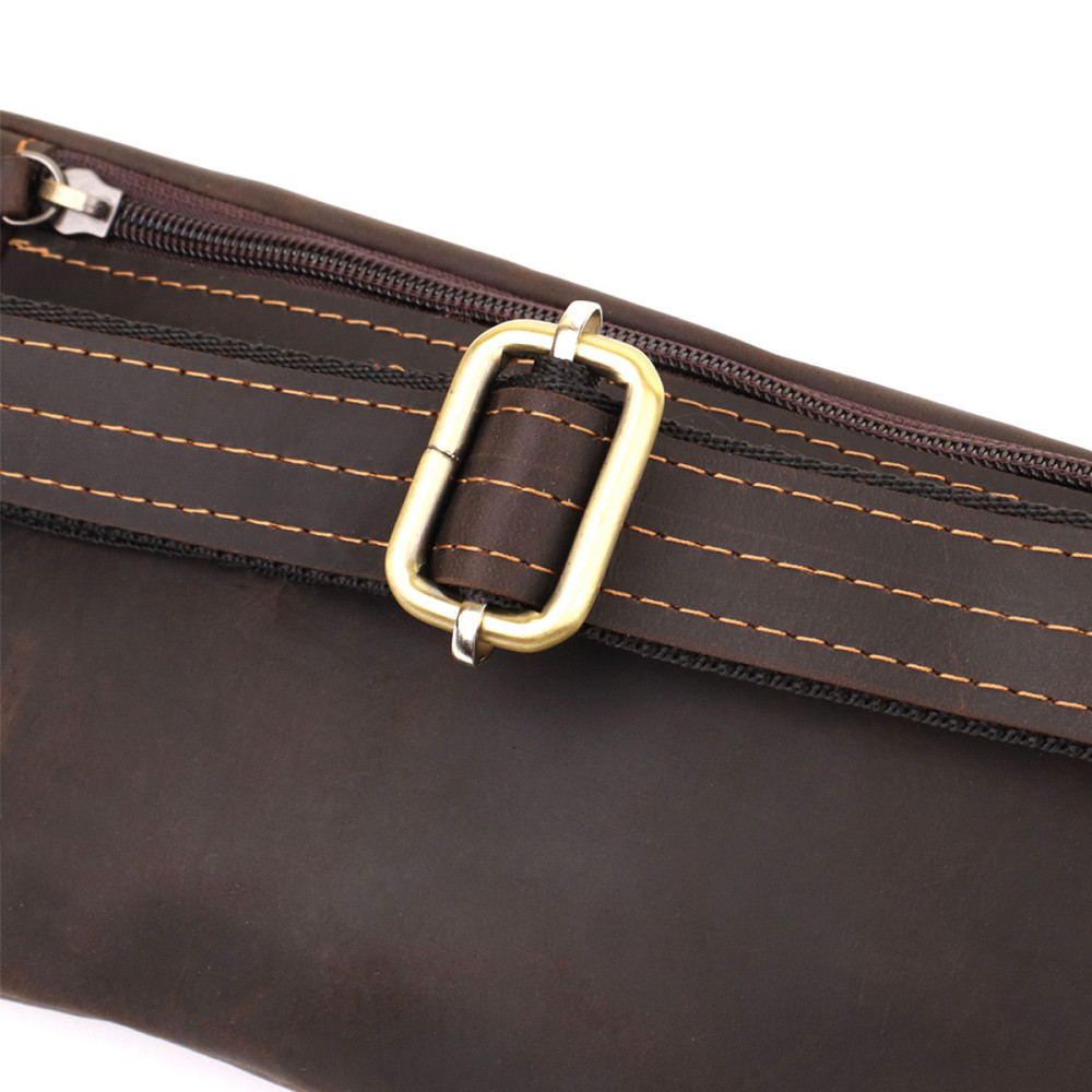 Зручна сумка-бананка для чоловіків із натуральної вінтажної шкіри Коричневий (SHVIGEL) Київ - фото 9