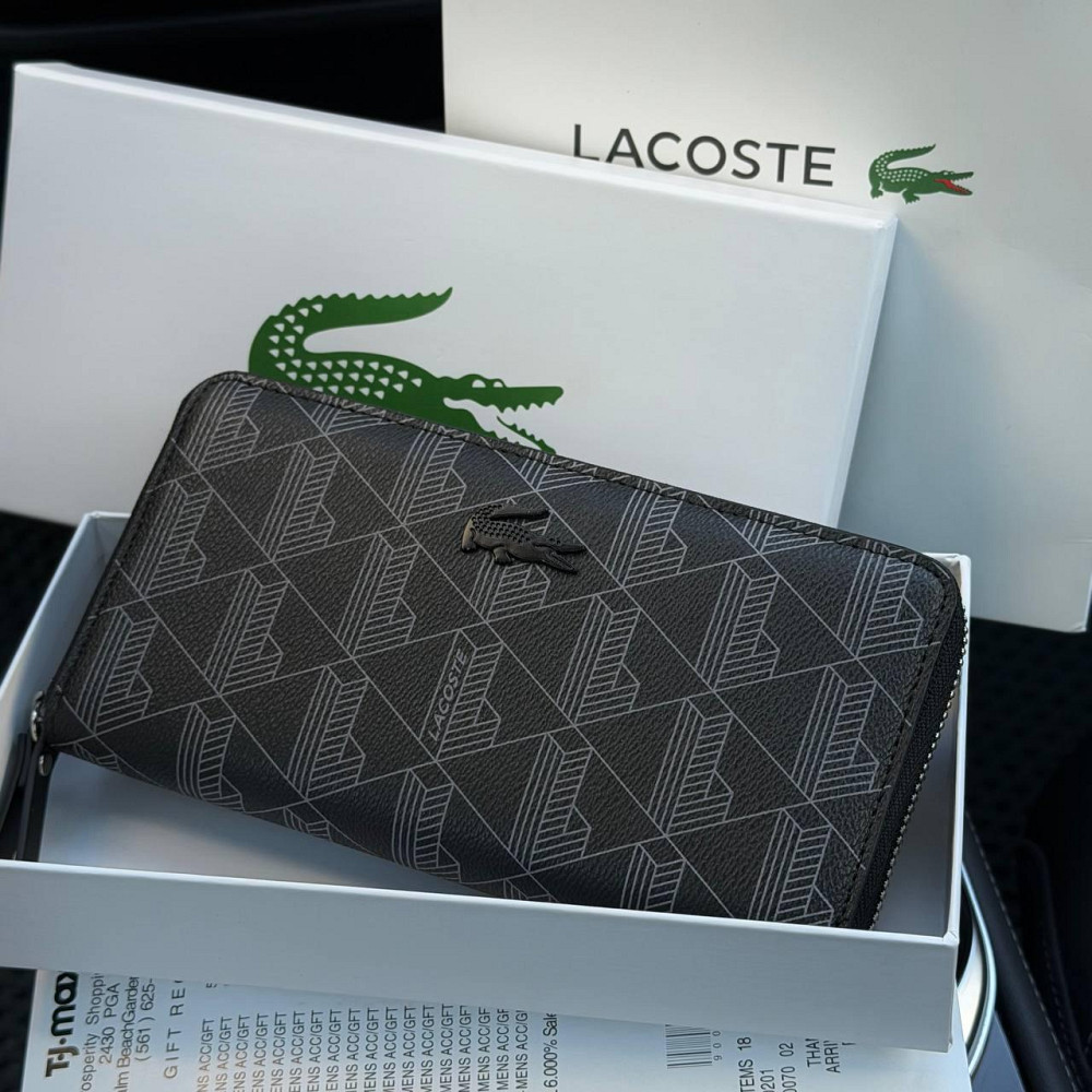 Мужской брендовый кошелек Lacoste (А7) черный Киев - изображение 2