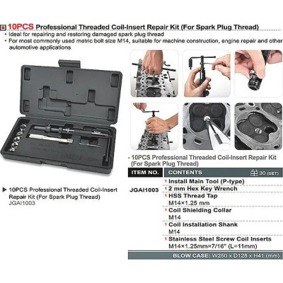 Набір інструментів Toptul для відновлення різьби свічок 10 шт. (JGAI1003) Вінниця - фото 2