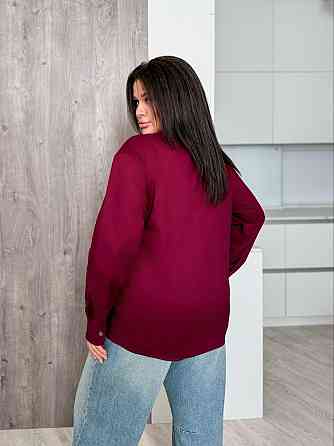 Жіноча базова оверсайз сорочка з котону Бургунді, 48/52 Одеса