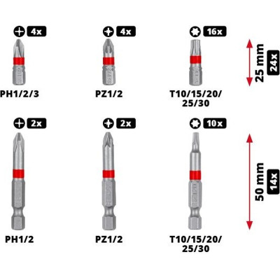 Набор бит Einhell 42шт, HEX, PH, PZ, Torx, 50мм, кейс (118953) Винница - изображение 7