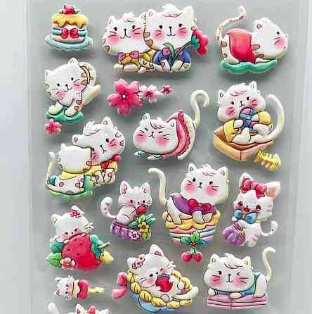 3D стікери котики – 1 лист (колір випадковий) Київ