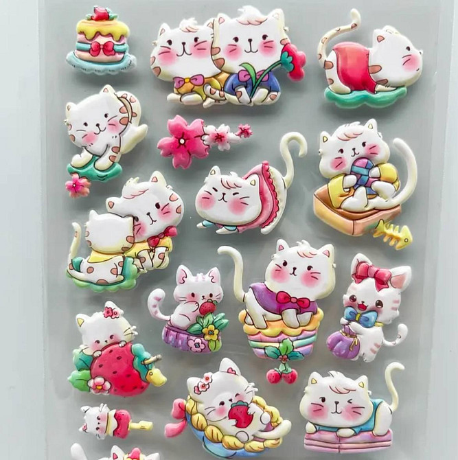 3D стикеры котики – 1 лист (цвет случайный) Киев - изображение 1