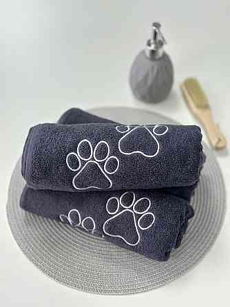 Полотенце махровое для животных с лапками от Ideal Textile 50х90 см 450 г/м2 графитовое Черновцы