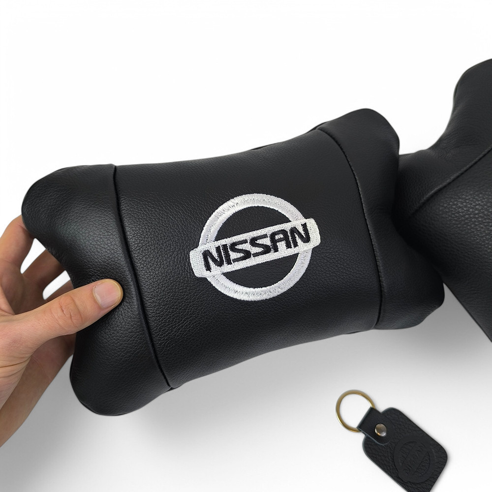 Подушки в авто 2 шт Nissan, натуральна шкіра, з логотипом Ніссан, на підголівник для CN-397 вашої машини Київ - фото 2