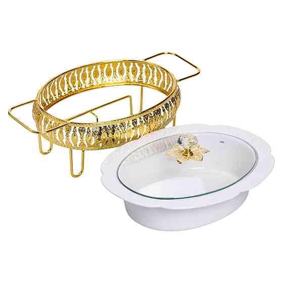 Yiwu Настільна мармітниця 32×23×14 (см) порцелянова 1.2 (л) на металевій підставці HP-26-8 Киев