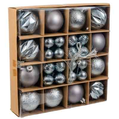 Елочная игрушка Chomik пластикові кульки компл. 44шт, 3/6см, срібні (5900779877726_1) Винница