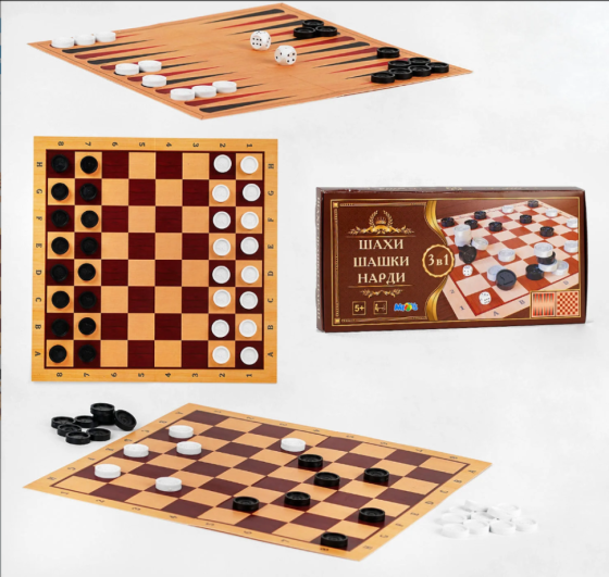 Настольная игра шахматы, шашки, нарды S0003, 3в1 Винница