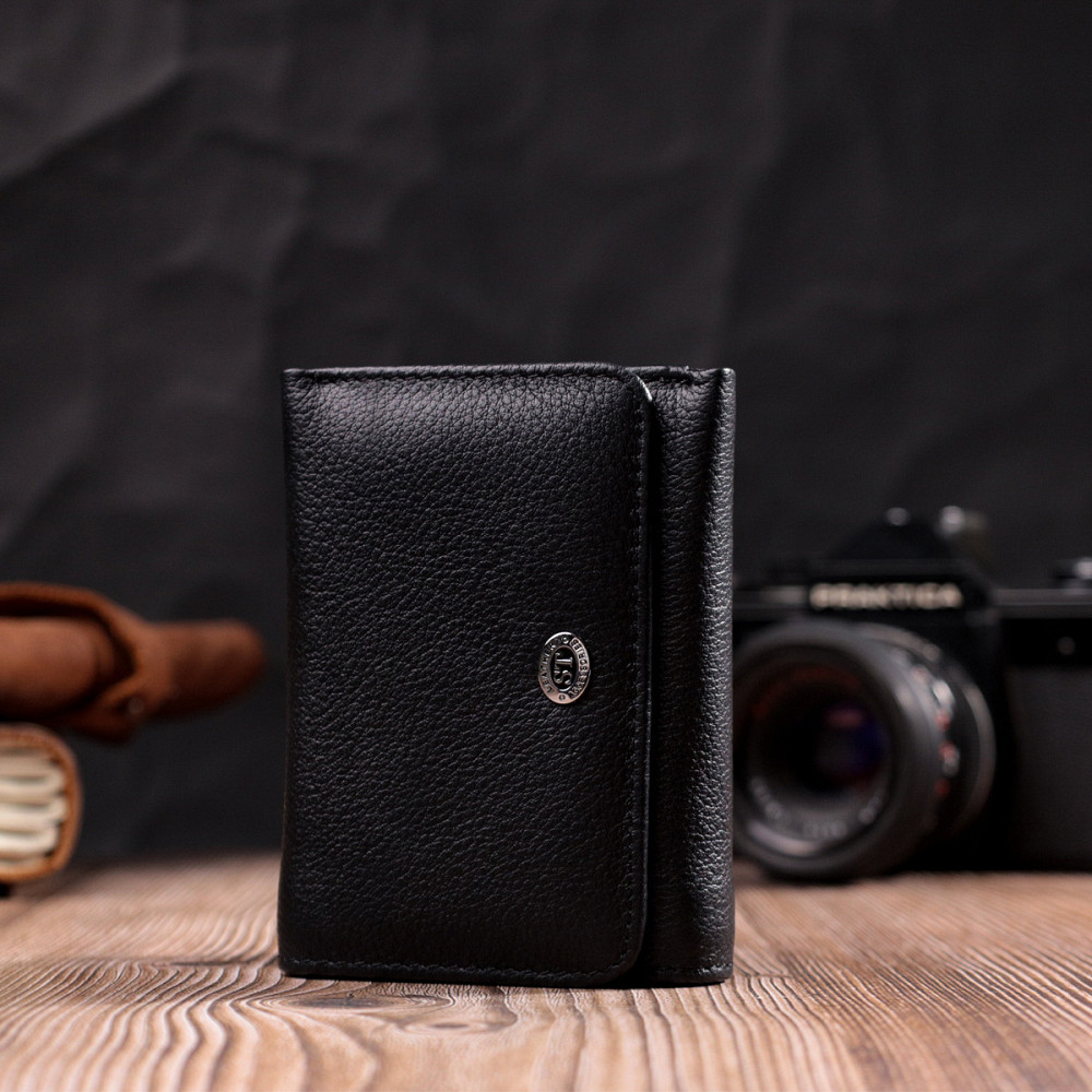 Жіночий горизонтальний гаманець з натуральної шкіри Чорний (ST Leather) Київ - фото 2