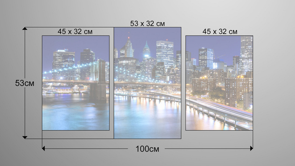 Модульна картина Нічне місто Art-208_3 Київ - фото 3