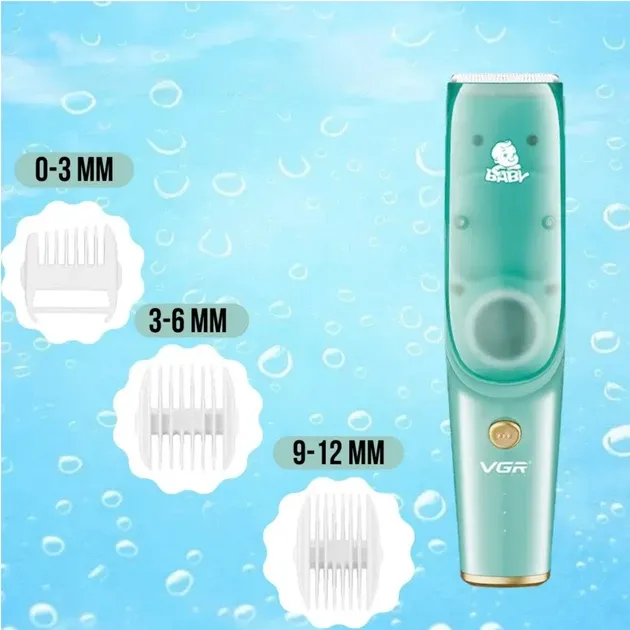 Дитяча Акумуляторна безшумна машинка для стрижки дітей VGR V-151 Baby 3 двосторонні насадки Одеса - фото 2