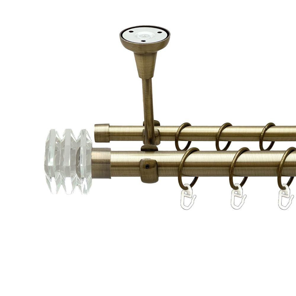 Карниз Orvit Міліора металевий дворядний відкритий до стелі гладка труба кільце металеве Антик 25\16 мм 160 см Львов - изображение 1