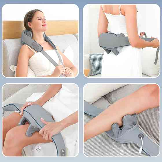 Электрический массажер с подогревом для шеи, спины / Массажер с роликами для спины / Вибромассажер для тела Киев