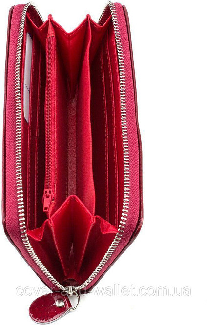 Оригінальний жіночий гаманець на блискавці червоного кольору Київ - фото 3
