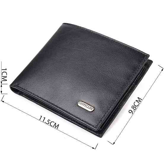 Качественный кошелек для мужчин в два сложения из натуральной гладкой кожи CANPELLINI 21579 Черный Киев