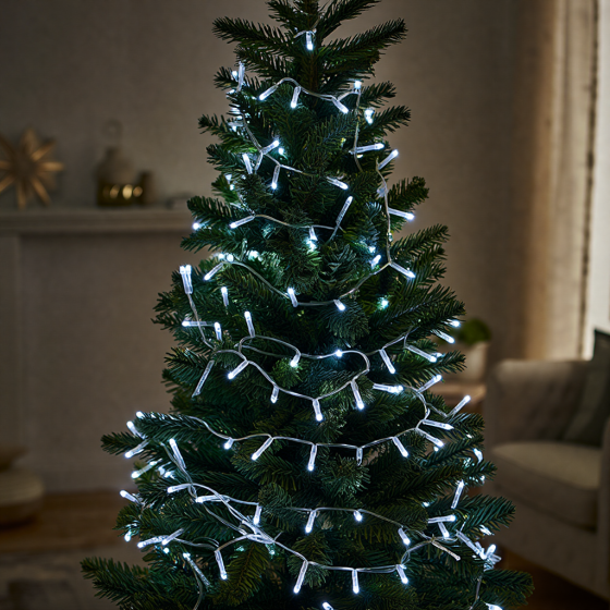 Новорічна гірлянда кімнатна нитка 18 м 180 LED білий провід Білий W180LED18MWW Коломия