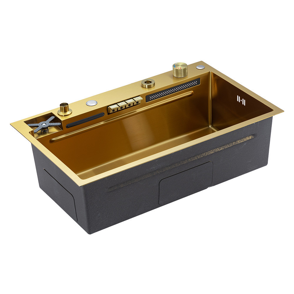 Кухонная мойка GAPPO GS 7547-13 PROFI 750*470 в комплекте со смесителем (3.0/0.8 мм) золото/сатин Киев - изображение 2