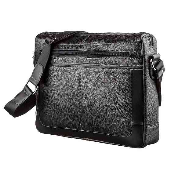 Ділова чоловіча сумка зі шкіри флотар на плече SHVIGEL 11244 Чорна Київ