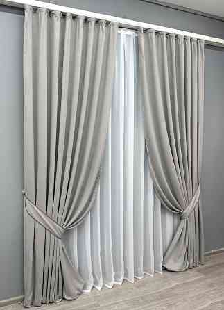 Комплект готовых штор VR-Textil Микровелюр Petek № 1832ш Светло-серый 150х270 см 2 шт (33-1000) Киев
