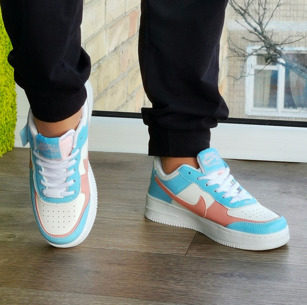 Кросівки Nike Force Білі Жіночі Шкіряні Форси Блакитні Найк (розміри: 36,37,38,39,40,41) - 9 Відео Огляд Дніпро - фото 5