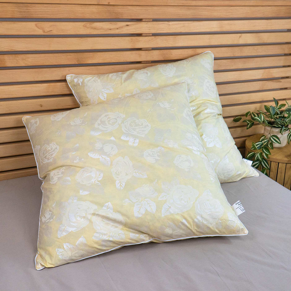 Подушка пуховая YouStar 50% пух 50% перо - упругая 60x60 см (Бежевый) Сумы - изображение 4