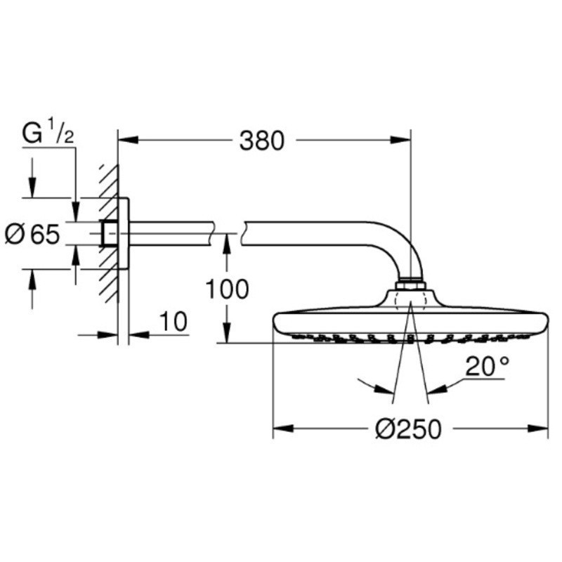 Верхній душ з кронштейном до стіни Grohe Tempesta 250 (26663000)   ( 20202 ) Харків - фото 2