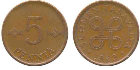 5 пенни 1963,72 Финляндия (медь) Полтава