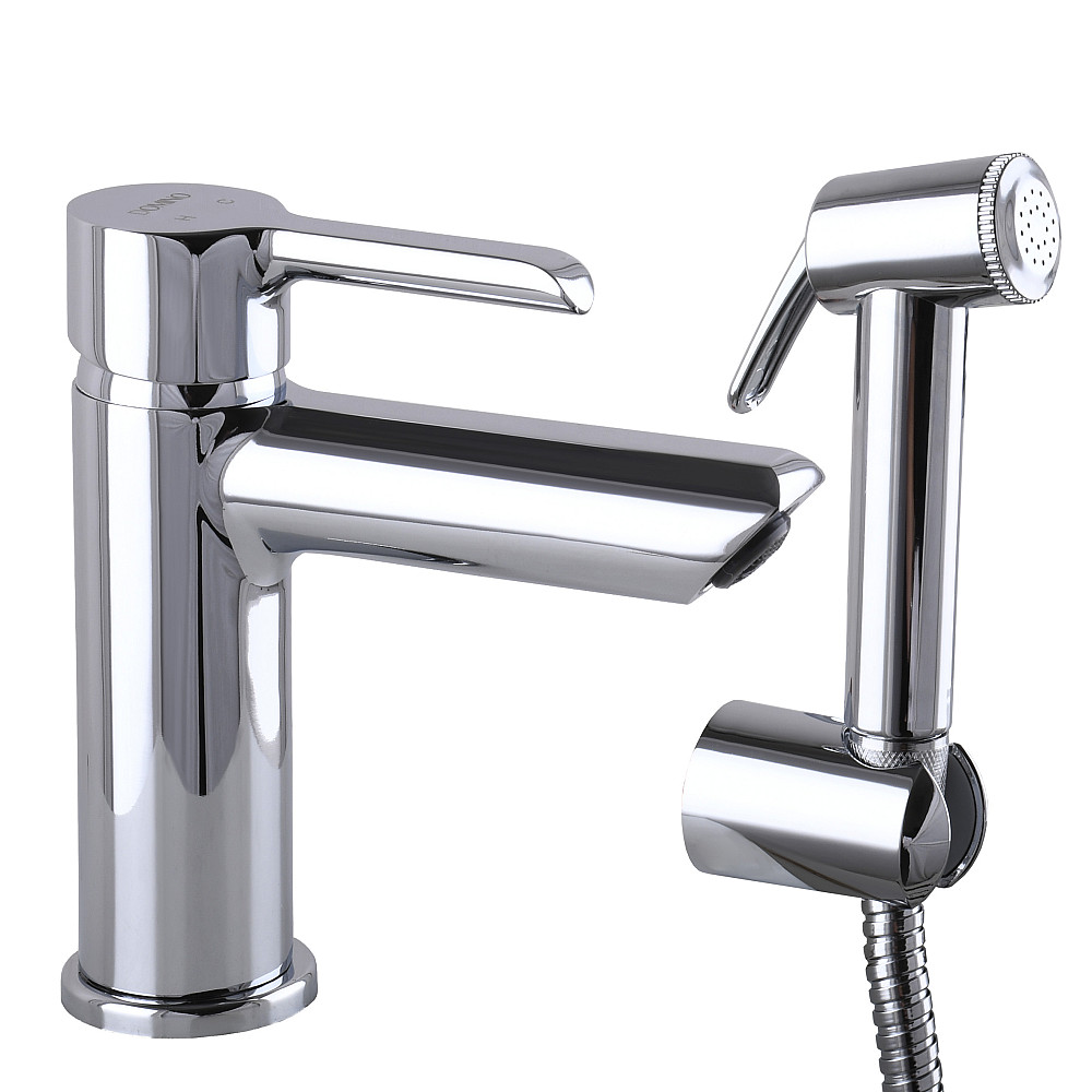 Змішувач для умивальника DOMINO PRESTIGE DPS-222  з гігієничною лійкою, шланг 200 см, на гайці Тернопіль - фото 3