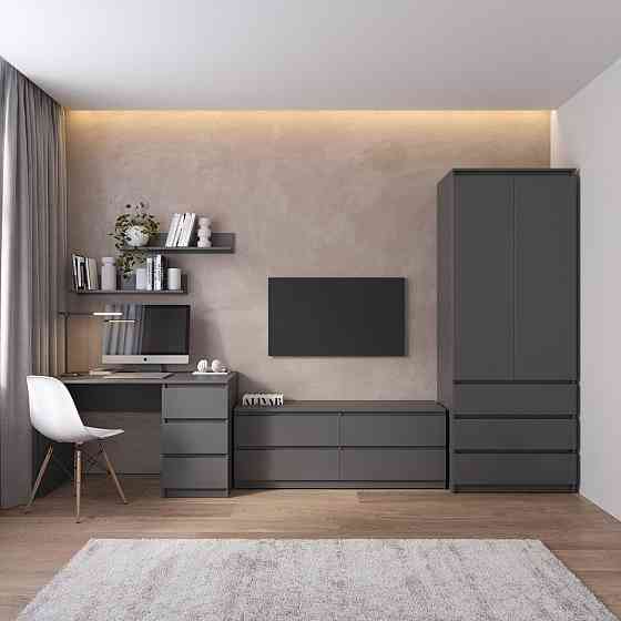 Комплект мебели в гостиную VAYS, шкаф R-9 тумба R-6 стол R-1 полки М-22 Антрацит Львов