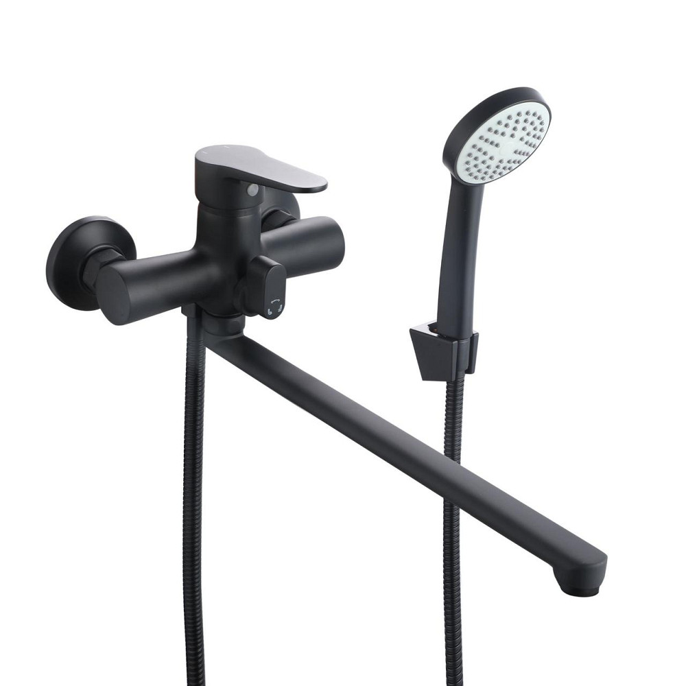 Змішувач для ванни Lidz Nicole 005 з поворотним виливом (з душовим гарнітуром) (k35) LDNIC005BLA45183 Black Київ - фото 1