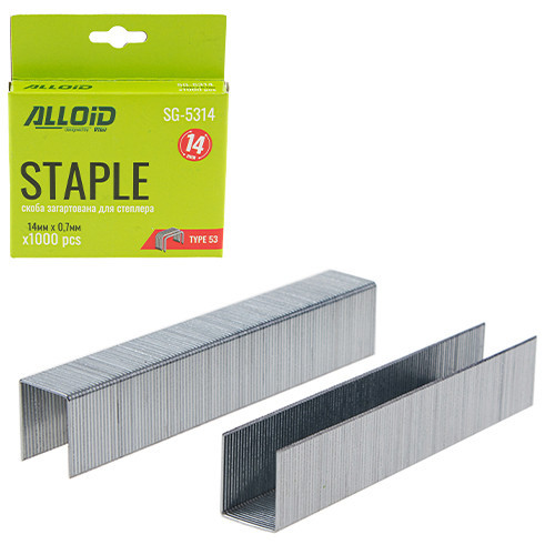 Скоба загартована для будівельного степлера 14мм х 0,7 мм, тип 53 (1000 шт.) Alloid SG-5314 Винница - изображение 1