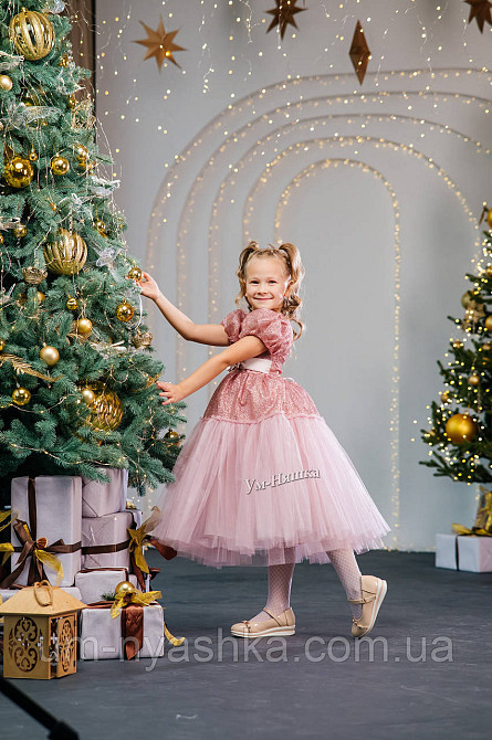 Святкова пишна пудрова сукня для дівчинки з глітером Кривий Ріг - фото 2
