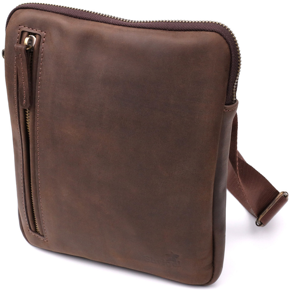 Практичная сумка для мужчин на плечо из натуральной винтажной кожи Shvigel 23149 Коричневый Киев - изображение 1