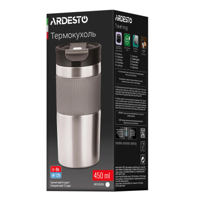 Термокружка Ardesto Comfort нержавіюча сталь сірий 450 мл (AR2645CML) Винница - изображение 6