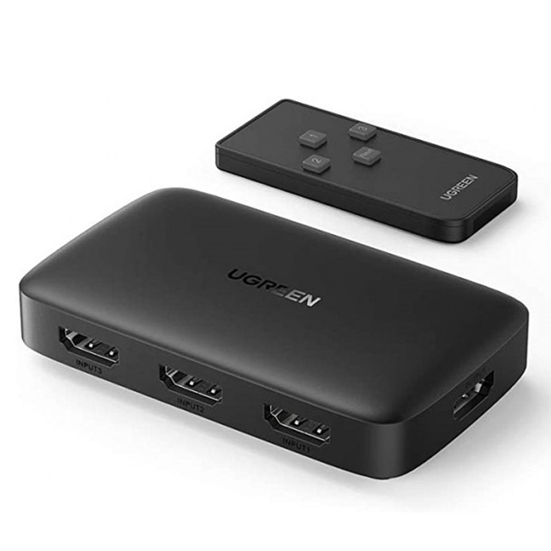 Перемикач HDMI на 3 виходи спліттер Ugreen з пультом ДК 4K 3D Full HD 80125 (Чорний) Николаев - изображение 2