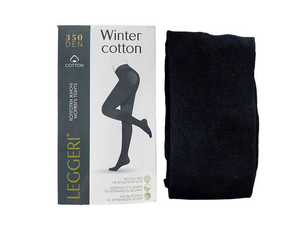 Колготки 350den черный женские хлопковые классические Winter Cotton р.6 ТМ LEGGERI Киев - изображение 1