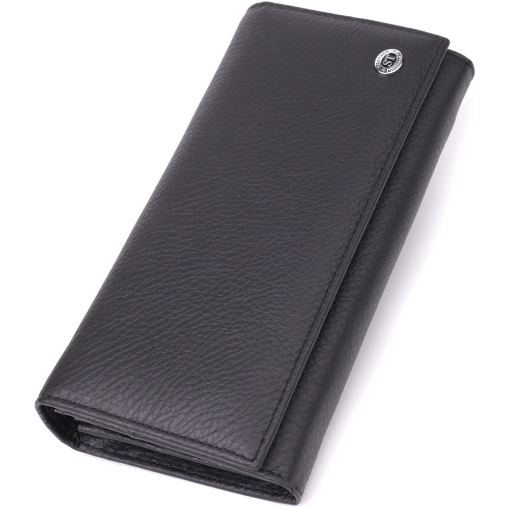 Вместительный кошелек для женщин из натуральной кожи Черный (ST Leather) Киев - изображение 5