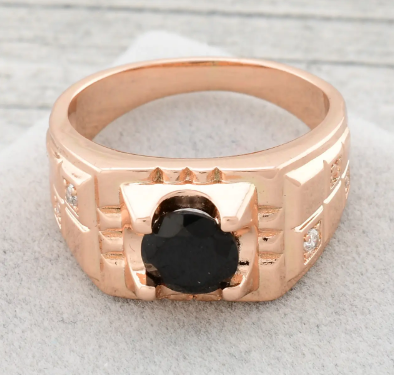 Печатка Xuping 11582 черные фианиты, позолота РО, ширина12 мм, размер 19, вес 5,6 г, мужская Киев - изображение 3