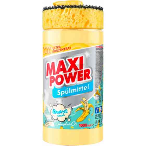 MAXI POWER Засіб для миття посуду Банан з губкою 1 л Гостомель