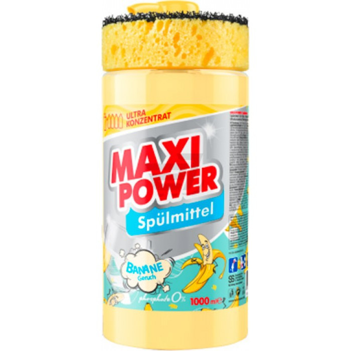 MAXI POWER Засіб для миття посуду Банан з губкою 1 л Гостомель - изображение 1