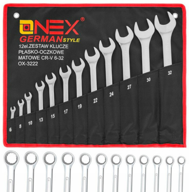 OX-3222 Набір комбінованих накидних гайкових ключів 12 шт 6–32 мм, міцна сталь + чохол Одеса - фото 5