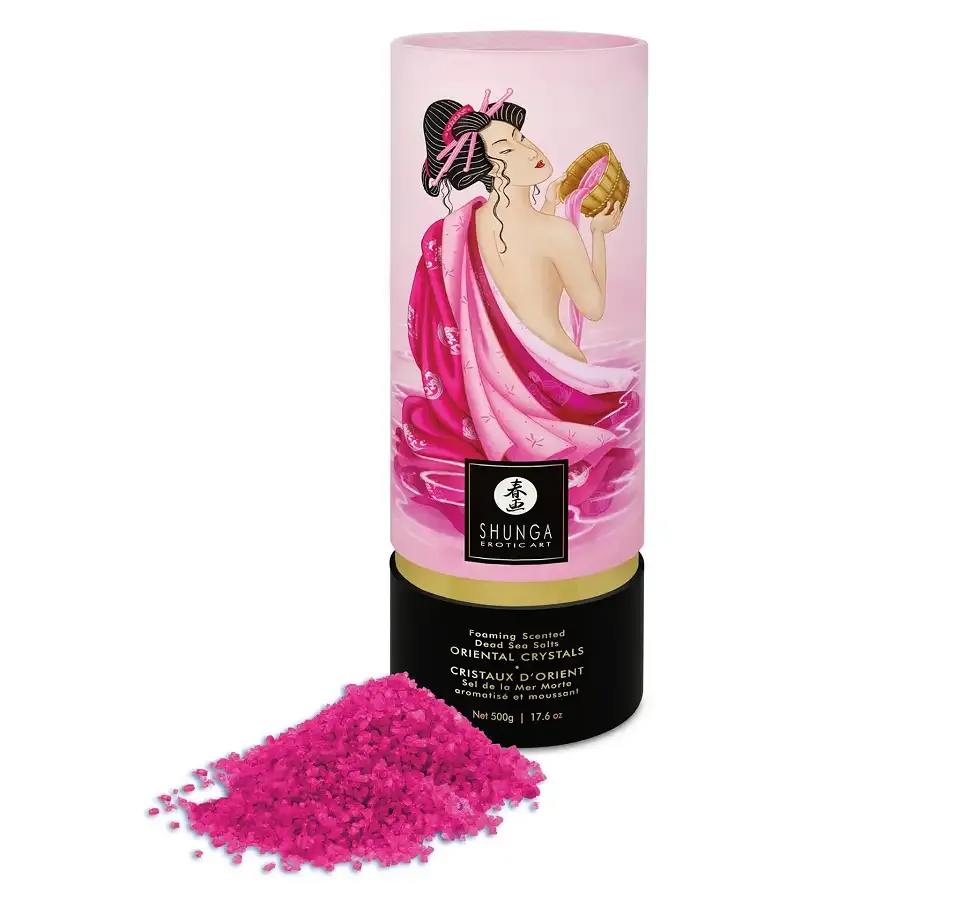 Пінлива сіль для ванни Shunga Dead Sea salt Oriental Crystals — Rose Petal (500 г), сіль Мертвого мо Львів - фото 5
