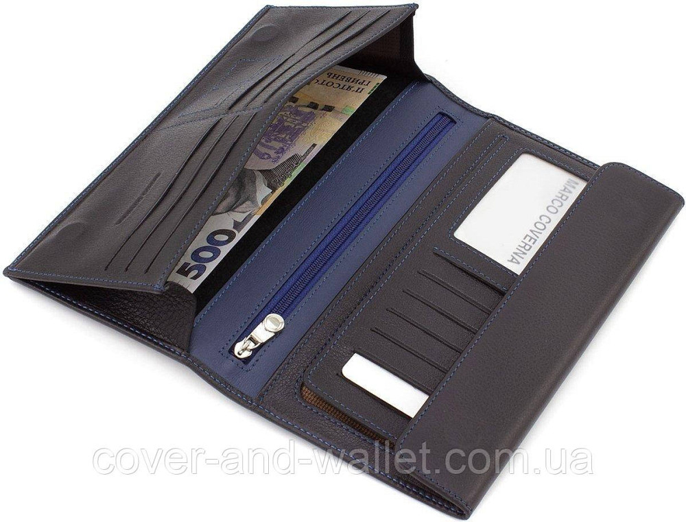 Фирменный кожаный мужской кошелек купюрник на магнитах Marco Coverna MC-1009 Киев - изображение 7