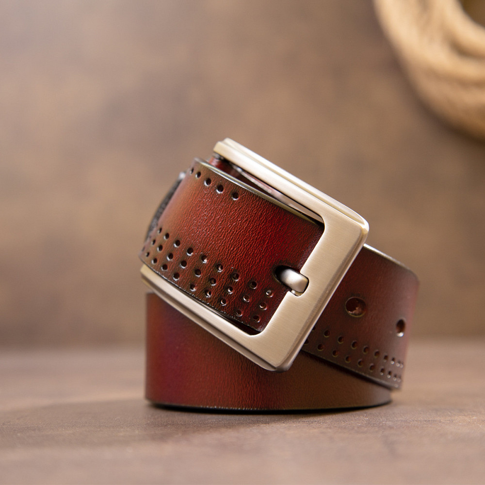 Ремень с дырками мужской Vintage 20381 Коричневый Киев - изображение 7