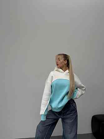 Женская базовая теплая худи на флис турецкая трехнить Бирюза Одесса