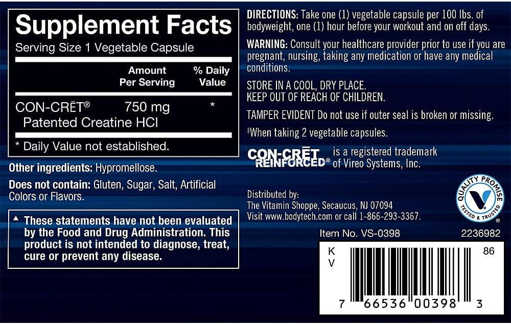 Креатин гидрохлорид BodyTech Creatine HCl 60 растительных капсул Луцк - изображение 2