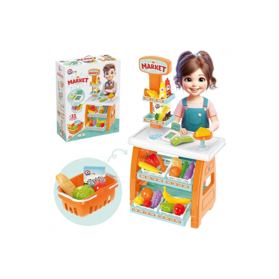 Ігровий дитячий набір "Маркет" 0730TXK прилавок з полицями, кошик, різні продукти Вінниця - фото 7